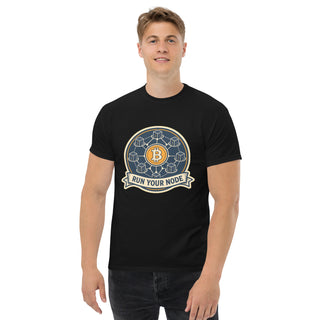 Gildan5000 Run Your Node Bitcoin Netzwerk T-Shirt Schwarz Men's 2 Front