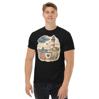 Gildan5000 Nordküste Leuchtturm T-Shirt Schwarz Men's 2 Front
