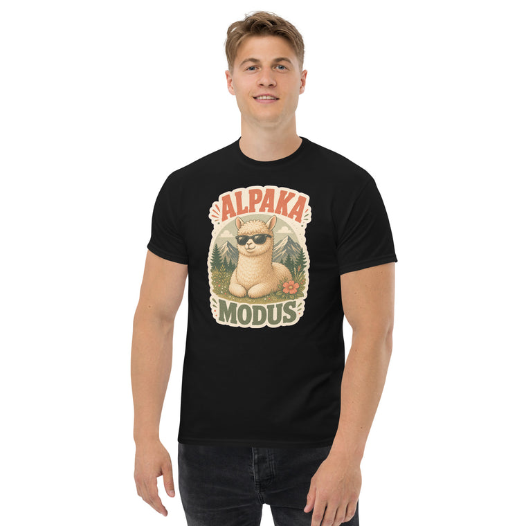 Gildan5000 Alpaka Modus Berge T-Shirt Schwarz Men's 2 Front