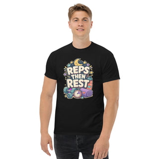 Gildan5000 REPS THEN REST Training Erholung T-Shirt Schwarz Men's 2 Front