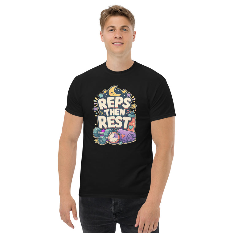 Gildan5000 REPS THEN REST Training Erholung T-Shirt Schwarz Men's 2 Front