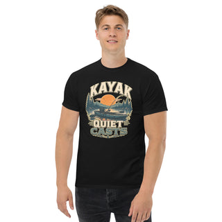 Gildan5000 KAYAK QUIET CASTS Kajak Angeln Ruhe T-Shirt Schwarz Men's 2 Front