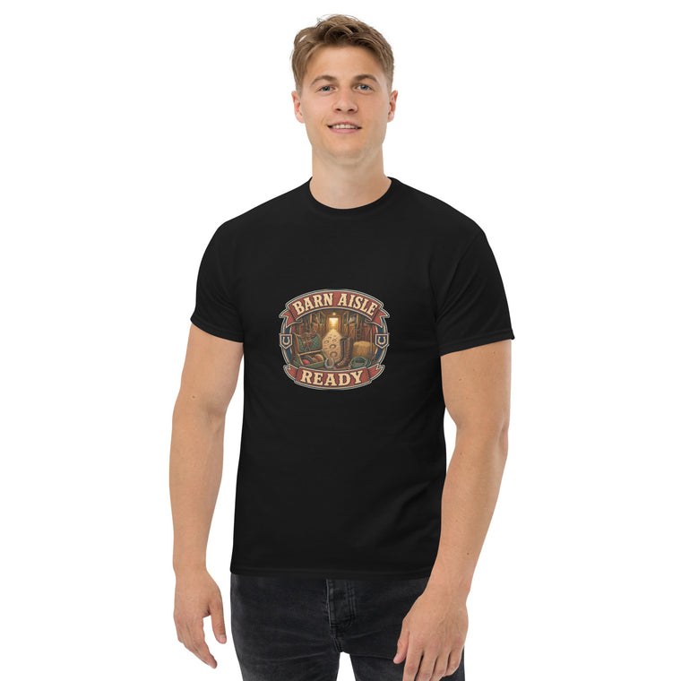 Gildan5000 Barn Aisle Ready Reitstall T-Shirt Schwarz Men's 2 Front