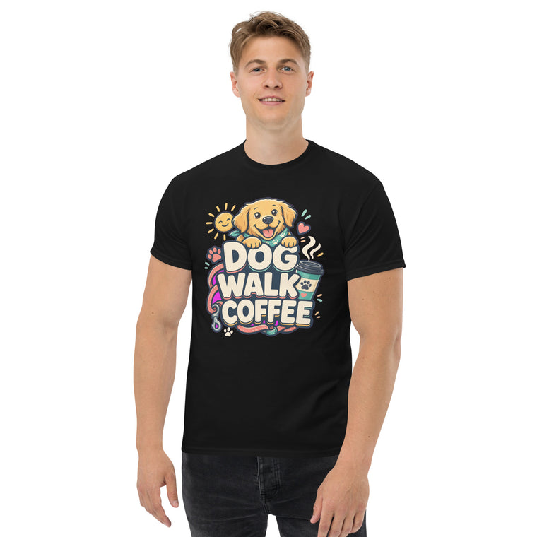 Gildan5000 Dog Walk Coffee Hund Kaffee T-Shirt Schwarz Men's 2 Front