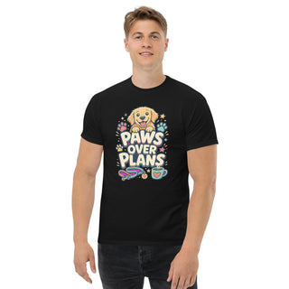 Gildan5000 Paws Over Plans Hund Kaffee T-Shirt Schwarz Men's 2 Front