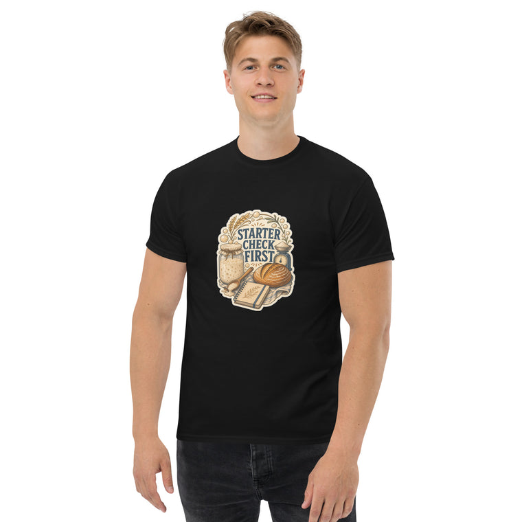 Gildan5000 Sauerteig Starter Check Backroutine T-Shirt Schwarz Men's 2 Front