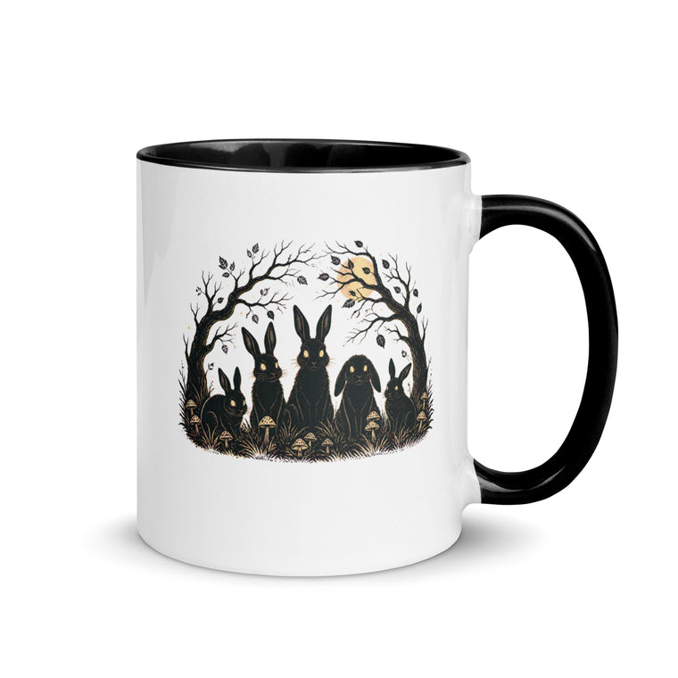 Nächtliche Hasenrunde Tasse Zweifarbig Handle Right Produktbild 1