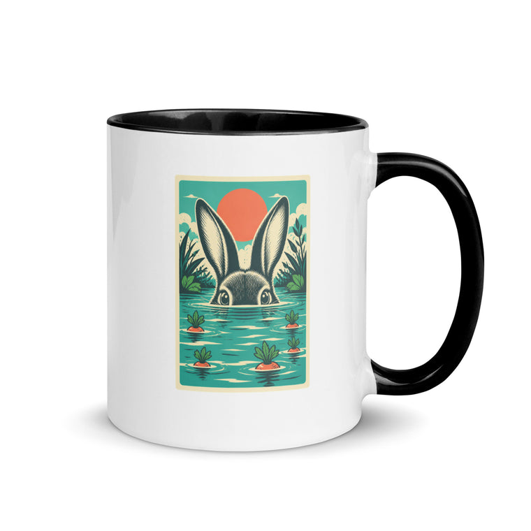 Hase im Wasser mit Karotten Tasse Zweifarbig Handle Right Produktbild 1