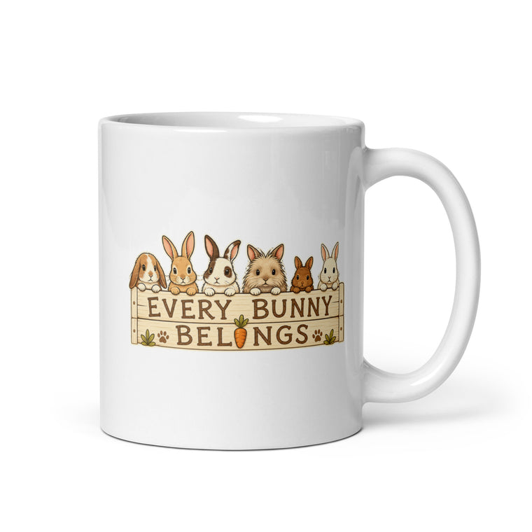 Every Bunny Belongs Kaninchen Garten Karotte Kaffeetasse Weiß Handle Right Mockup 1