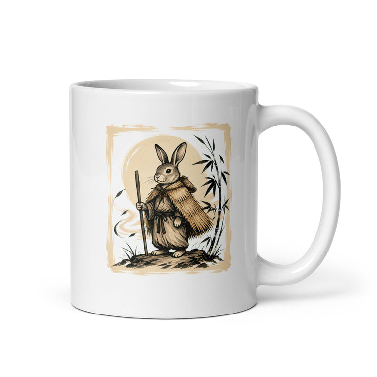 Mondwandernder Hase Kaffeetasse Weiß Handle Right Produktbild 1