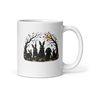 Nächtliche Hasenrunde Kaffeetasse Weiß Handle Right Produktbild 1