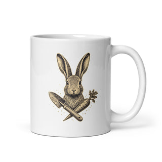 Feldhase mit Karotte und Kelle Kaffeetasse Weiß Handle Right Produktbild 1