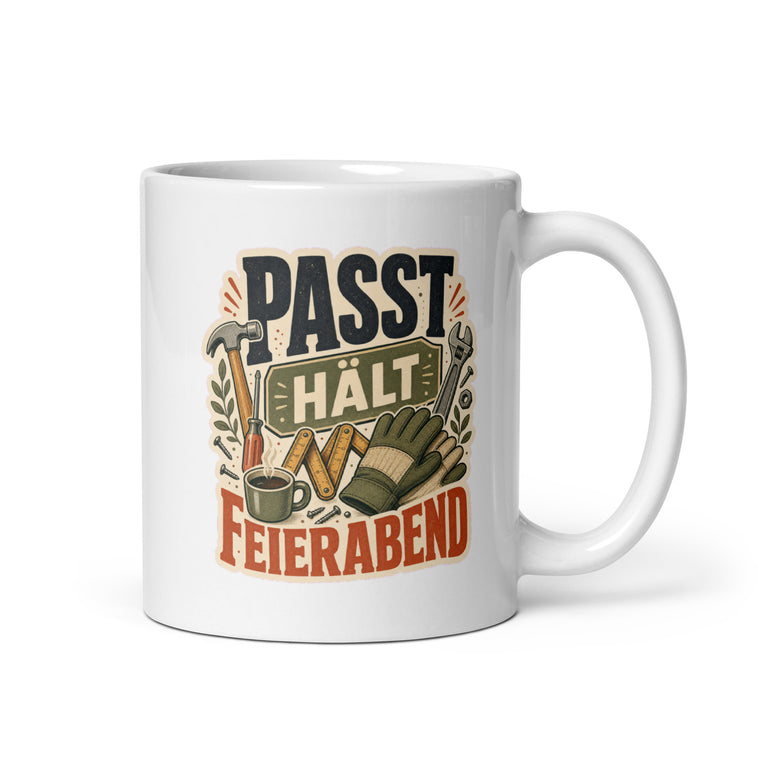 Passt Hält Feierabend Kaffeetasse Weiß Handle Right Produktbild 1