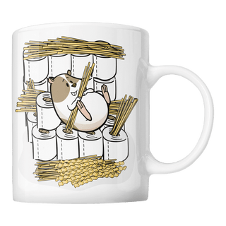 Toilettenpapier Spaghetti Admiral | Lustiger Hamster mit Klopapier | Witzige Tasse in White in Größe M