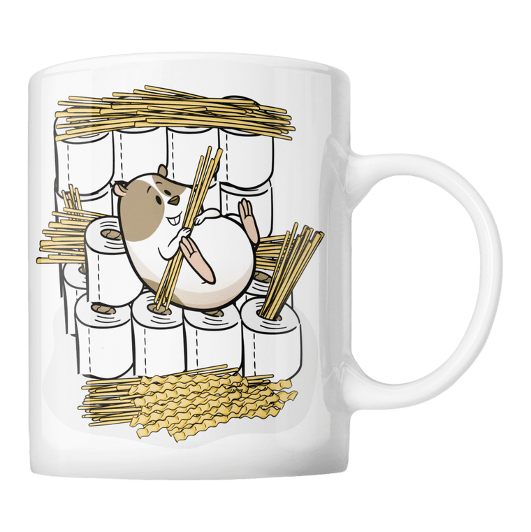 Toilettenpapier Spaghetti Admiral | Lustiger Hamster mit Klopapier | Witzige Tasse in White in Größe M