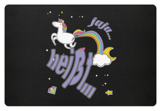Jaja Einhorn | Cooler Spruch | Fußmatte in Schwarz in Größe 60x40cm