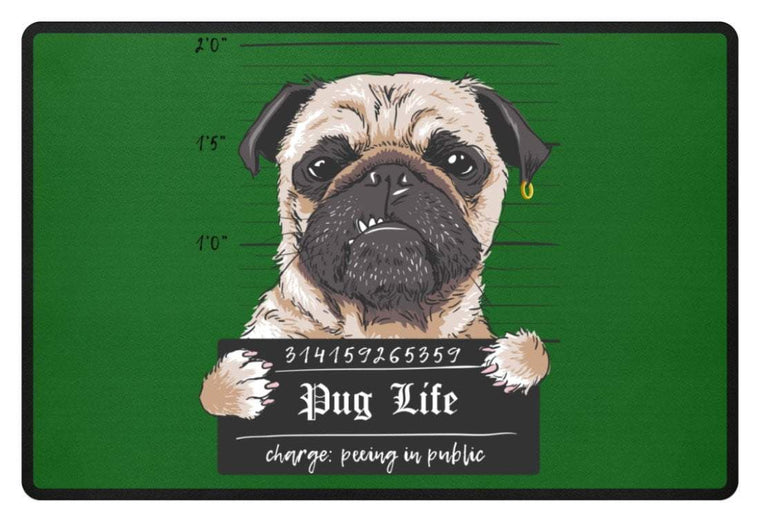 Zeigt krimineller mops lustiger hund schones geschenk fur alle mops besitzer pug life fussmatte in Farbe Pink