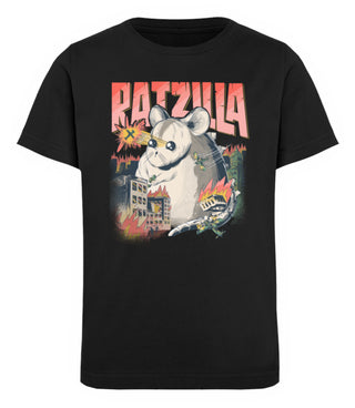 RATZILLA | Süßes Farbratten-Monster | Kinder Bio T-Shirt in Black in Größe 12/14 (152/164)