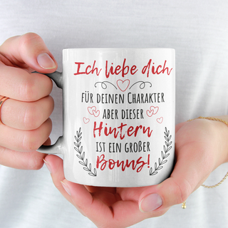 Geschenk für Partnerin Hintern Booty Arsch Spruch lustig auf Kaffeetasse
