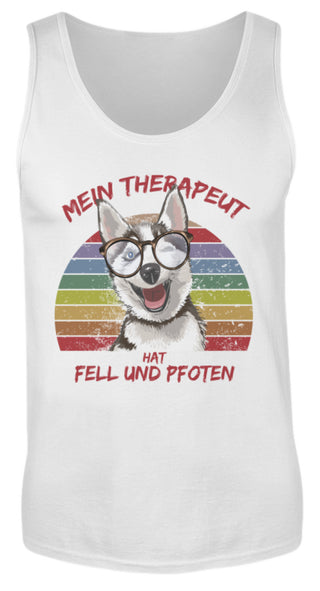 Vintage Husky Therapeut Spruch | Herren Tank Top in White in Größe S