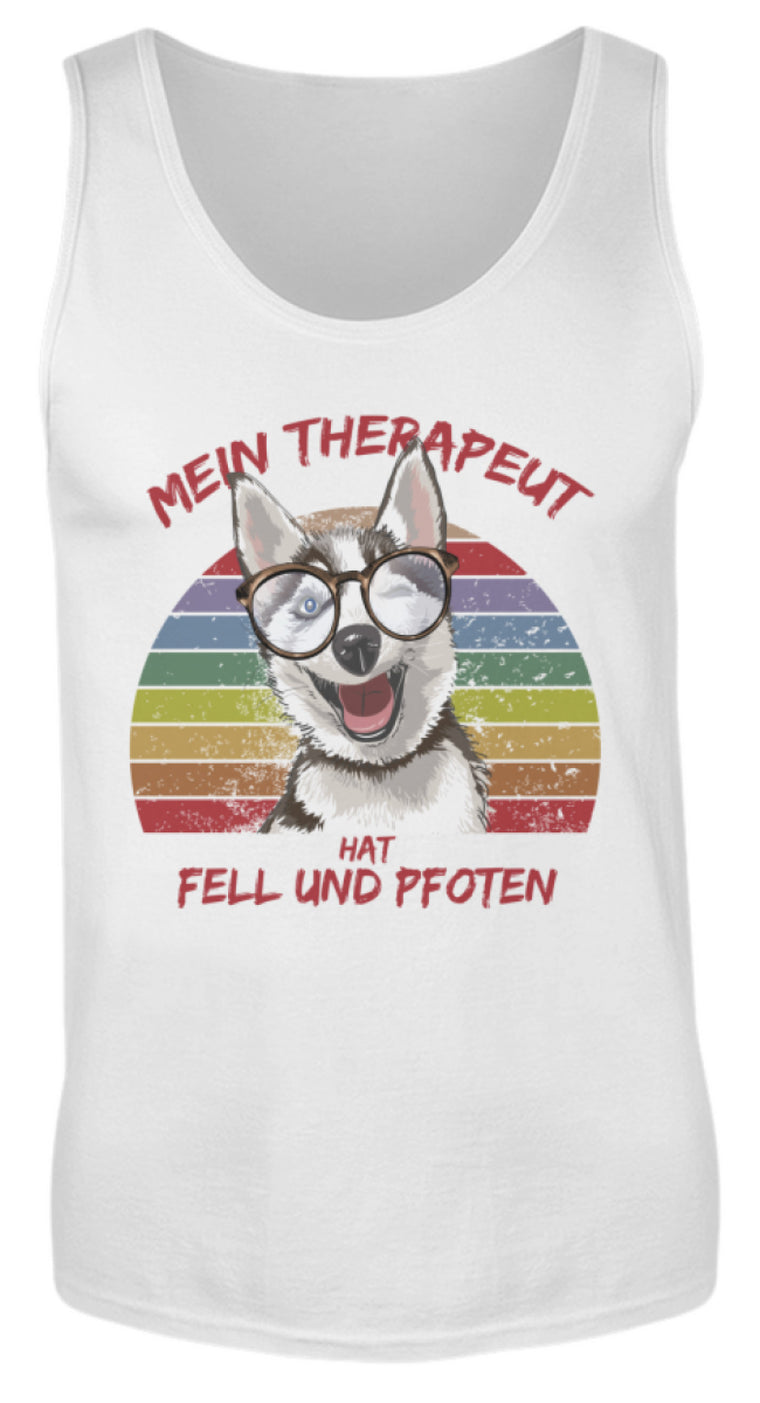 Vintage Husky Therapeut Spruch | Herren Tank Top in White in Größe S