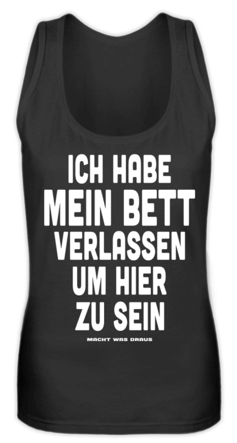 Lustier Spruch über das Bett und Schlaf | Frauen Tank Top in Black in Größe S