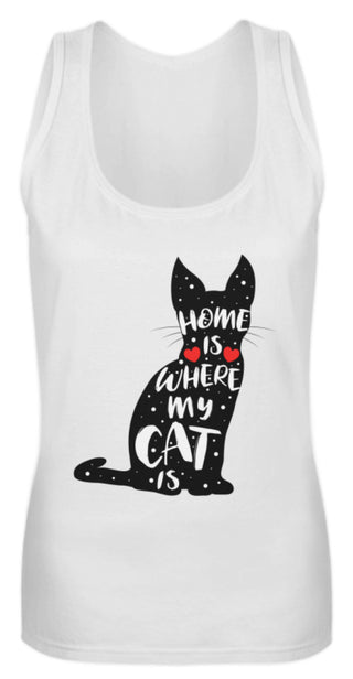 Home Is Where My Cat Is Saying | Frauen Tank Top in White in Größe S