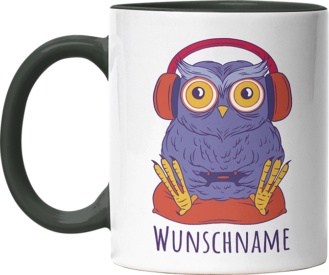 Eule Gamer Personalisierbar Name Witzige Black Tasse kaufen Geschenk