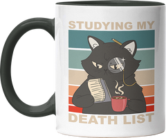 Studying my death list Katze Witzige Black Tasse kaufen Geschenk