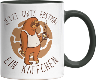 Jetzt gibts erstmal ein Käffchen Faultier 4 Witzige Black Tasse kaufen Geschenk