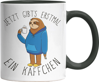 Jetzt gibts erstmal ein Käffchen Faultier 5 Witzige Black Tasse kaufen Geschenk