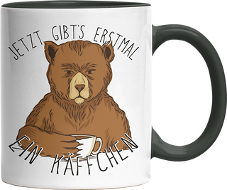 Jetzt gibts erstmal ein Käffchen Bär 1 Witzige Black Tasse kaufen Geschenk