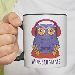 Eule Gamer Personalisierbar Name Witzige schwarze Tasse kaufen Geschenk