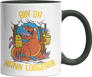 Bin da kann losgehen T Rex Bier Witzige Black Tasse kaufen Geschenk