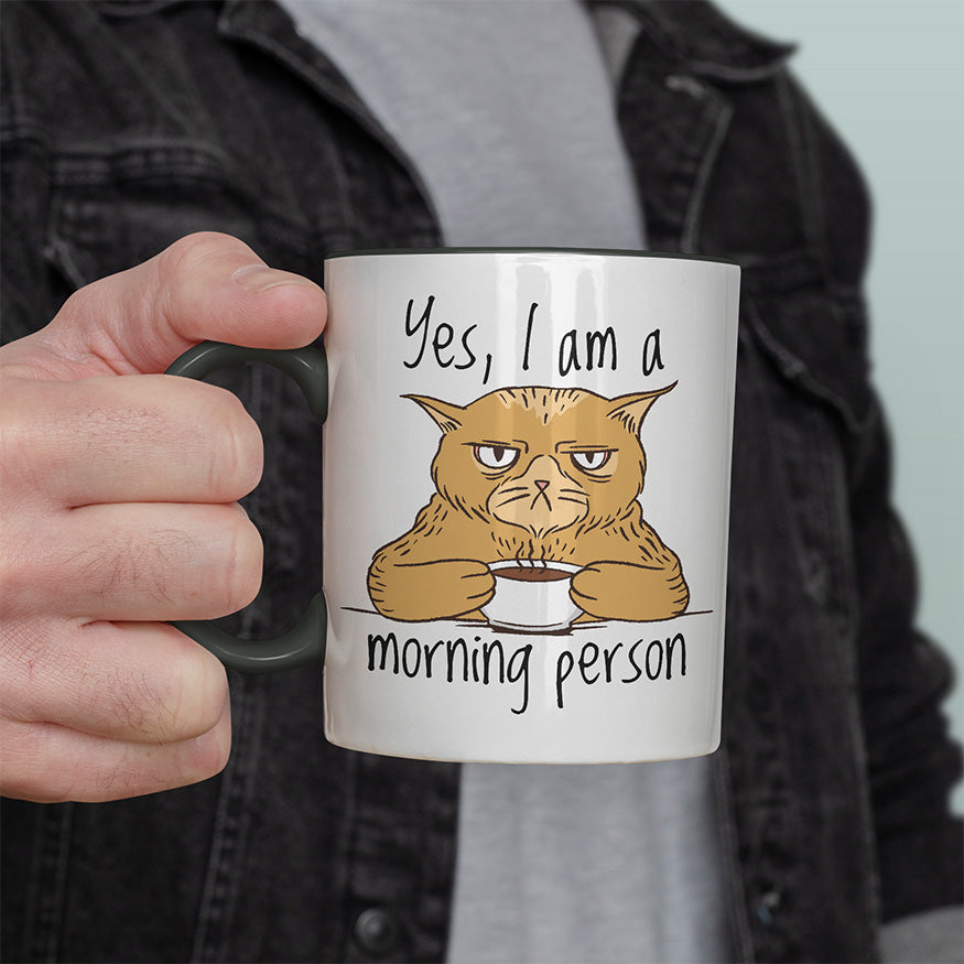 Yes I am a morning person Cat Witzige schwarze Tasse kaufen Geschenk