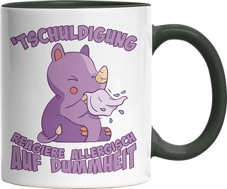Tschuldigung reagiere allergisch auf Dummheit Nashorn Witzige Black Tasse kaufen Geschenk