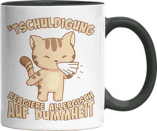 Tschuldigung reagiere allergisch auf Dummheit Katze 1 Witzige Black Tasse kaufen Geschenk