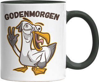 Godenmorgen Plattdeutsch Möwe Witzige Black Tasse kaufen Geschenk