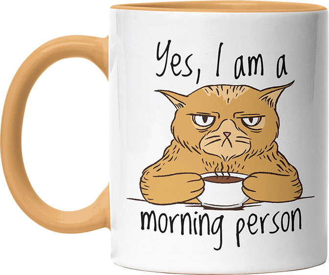 Yes I am a morning person Cat Witzige Goldgelb Tasse kaufen Geschenk