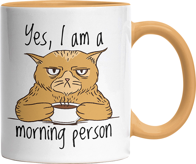 Yes I am a morning person Cat Witzige Goldgelb Tasse kaufen Geschenk