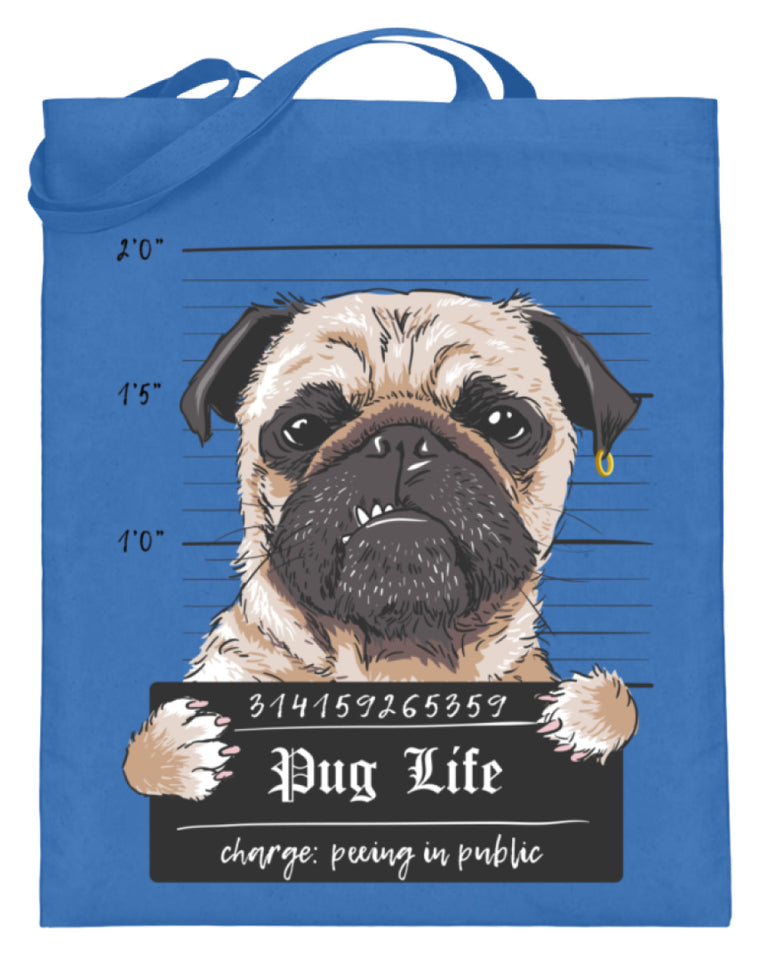 Zeigt krimineller mops lustiger hund schones geschenk fur alle mops besitzer pug life jutebeutel mit langen henkeln in Farbe Helles Grün