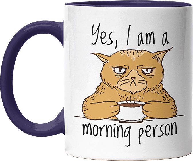 Yes I am a morning person Cat Witzige Kobaltblau Tasse kaufen Geschenk