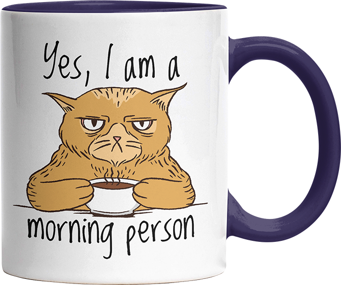 Yes I am a morning person Cat Witzige Kobaltblau Tasse kaufen Geschenk