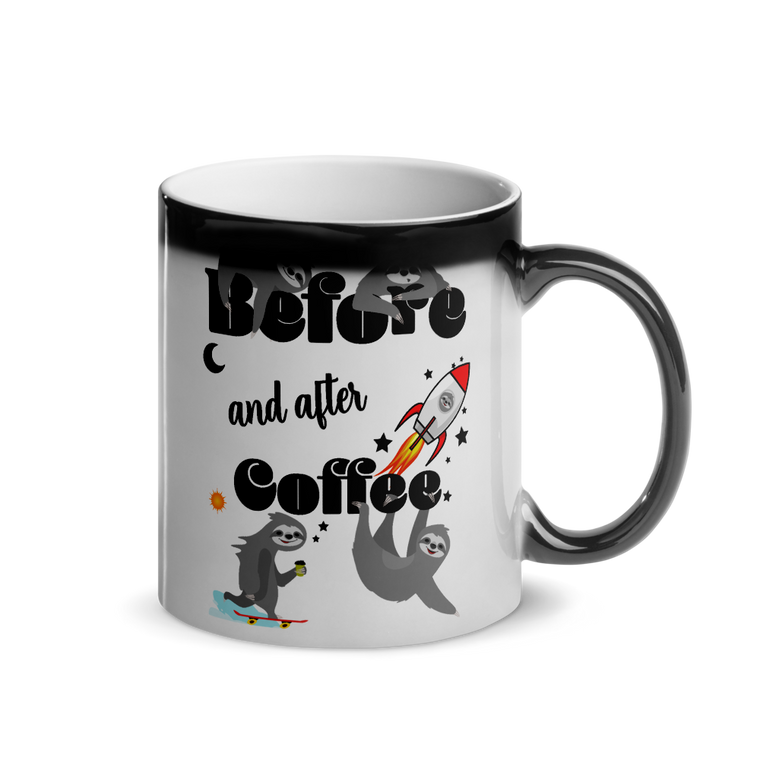 Before & After Coffee | Glänzende Wärmetasse Lustiger Spruch