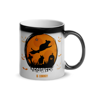 Deguween | Lustiger Degu Spruch Halloween | Glänzende Wärmertasse