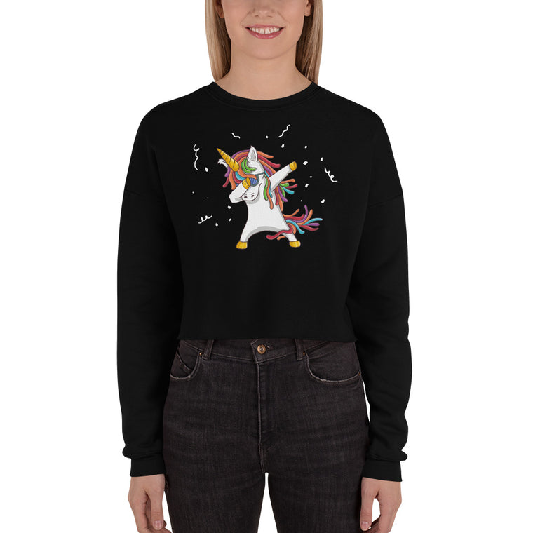 Produktbild zeigt Dab Unicorn Dabbing Unicorns | Crop Sweatshirt