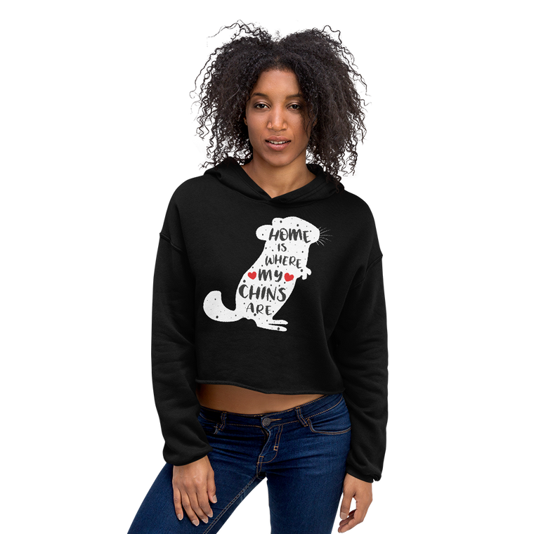 Home Is Where My Chinchillas Are | Crop Hoodie in Black in Größe S