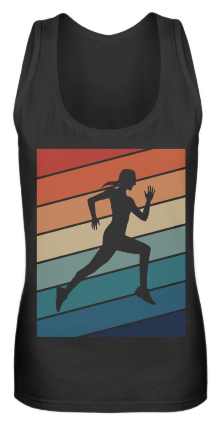 Vintage Runner | Retro Stripes | Woman | Frauen Tank Top in Black in Größe S