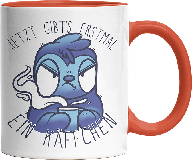 Jetzt gibts erstmal ein Käffchen Faultier 3 Witzige Orange Tasse kaufen Geschenk