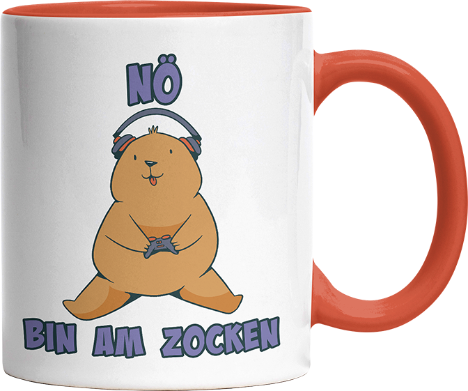 Bär Nö bin am zocken Witzige Orange Tasse kaufen Geschenk